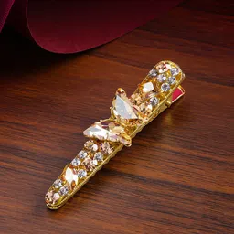 Yellow Chimes Women Gold plated Butterfly Crystal Studded Alligator Hair Clip-14