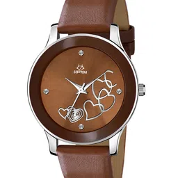 Septem Women Brown Embellished Dial & Brown Leather Bracelet Style Straps Analogue Watch-image-95