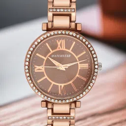 WATCHSTAR Blue Watch Women Stainless Steel Bracelet Style Straps Analogue Glory BrownDL-image-5