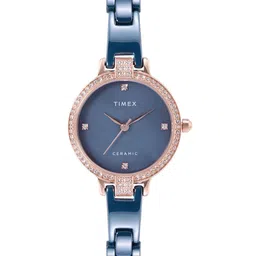 Timex Women Blue Mother of Pearl Dial & Blue Ceramic Butterfly Style Straps Analogue Watch-image-41