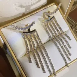 VAGHBHATT Silver Plated Stones Studded Drop Earrings-47