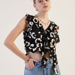 Freehand by The Indian Garage Co Abstract Printed Ruffled Crop Top-image-15