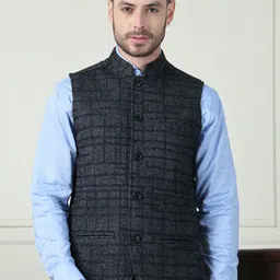 even Woven Designed Mandarin Collar Nehru Jacket-picture-33