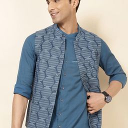Fabindia Printed Slim Fit Cotton Nehru Jackets-37