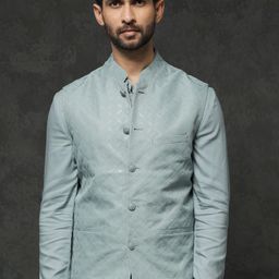 RARE RABBIT Men Medo-B1 Slim Fit Woven Design Nehru Jacket-5