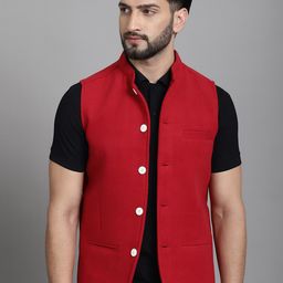 even Mandarin Collar Woollen Nehru Jacket-picture-2