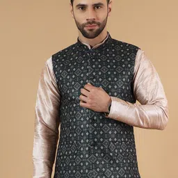 Wintage Printed Cotton Silk Nehru Jacket-image-58