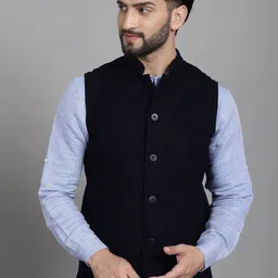even Pure Wool Mandarin Collar Nehru Jackets-picture-40