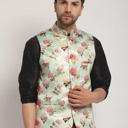 Kaifoo Floral Printed Nehru Jacket-24