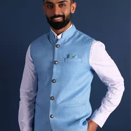 Lightpole Jute Cotton Nehru Jacket-25
