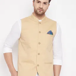 even Men Beige Woven Design Nehru Jacket-image-48