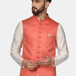 TAHVO Mandarin Collar Woven Nehru Jacket-picture-49