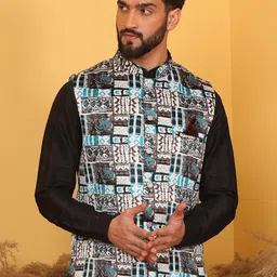 Armaan Ethnic Printed Nehru Jacket-33