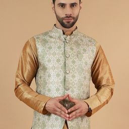 Wintage Printed Satin Nehru Jacket-29
