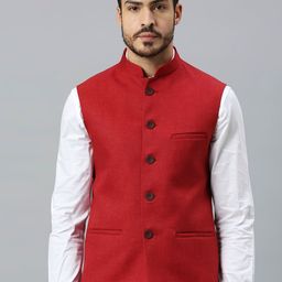 ESSAS club Mandarin Collar Jute Cotton Nehru Jacket-picture-10