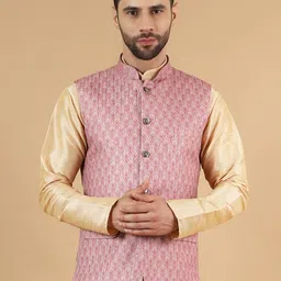 Wintage Printed Satin Nehru Jacket-27