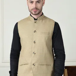 even Printed Mandarin Collar Nehru Jacket-28