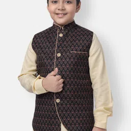 NAMASKAR Boys Printed Pure Cotton Woven Nehru Jacket-20