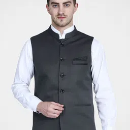 TAHVO Mandarin Collar Satin Nehru Jacket-picture-15