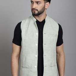 even Mandarin Collar Linen Nehru Jacket-picture-23