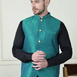 even Printed Mandarin Collar Nehru Jacket-53