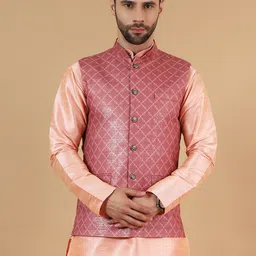 Wintage Printed Cotton Silk Nehru Jacket-image-59