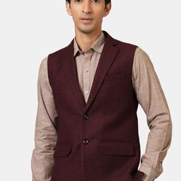 Wintage Men Maroon Solid Jacket-31