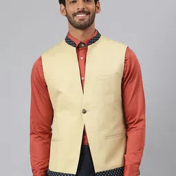 MR BUTTON Printed Mandarin Collar Nehru Jacket-picture-0