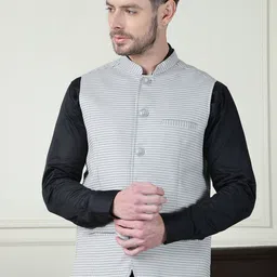 even Printed Mandarin Collar Nehru Jacket-27
