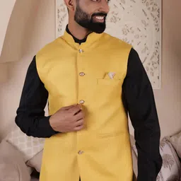 Lightpole Woven Ethnic Nehru Jacket-image-7