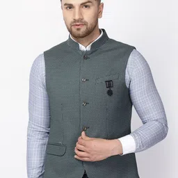 Blackberrys Mens Green Slim Fit Formal Waist Coat-image-17
