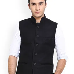 Shaftesbury London Slim Fit Woven Nehru Jacket-picture-38