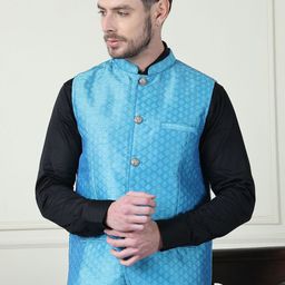 even Printed Mandarin Collar Nehru Jacket-55