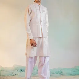 charkhee Embellished Woven Nehru Jackets-40
