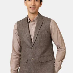 Wintage Men Grey Woven Design Jacket-41