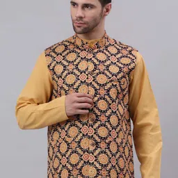 NEUDIS Men Printed Cotton Nehru Jacket-image-49