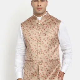 NAMASKAR Men Yellow Solid Nehru Jacket-25