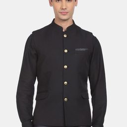 AD By Arvind Men Black Solid Nehru Jacket-27