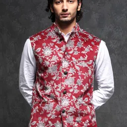 RARE RABBIT Men Camero Slim Fit Floral Printed Nehru Jacket-picture-33
