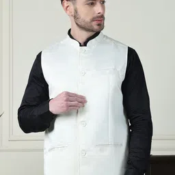 even Printed Mandarin Collar Nehru Jacket-58