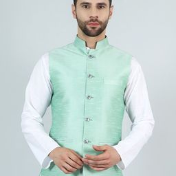 Wintage Mandarin Collar Satin Modi Nehru Jacket-picture-46
