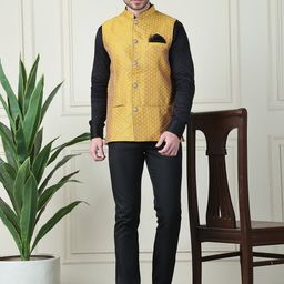 even Printed Mandarin Collar Nehru Jacket-37