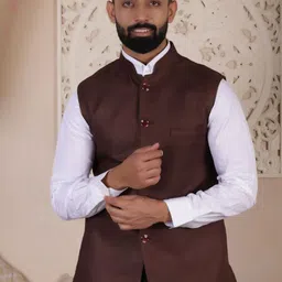 Lightpole Woven Ethnic Nehru Jacket-image-16