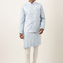 TheEthnic.Co Floral Woven Design Jacquard Nehru Jacket-12
