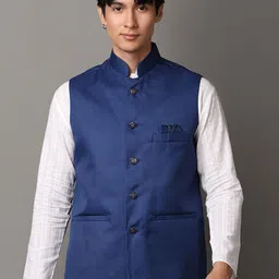 V-Mart Mandarin Collar Woven Nehru Jackets-18