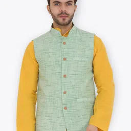 Latest Chikan Garments Self Design Mandarin Collar Nehru Jacket-14