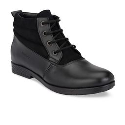 John Karsun Men Black Leather Casual Boots-image-65