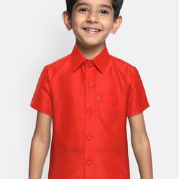 THANGAMAGAN Boys Red Regular Fit Solid Casual Shirt-picture-11