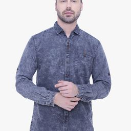 Kuons Avenue Men Grey Smart Slim Fit Faded Casual Shirt-picture-34