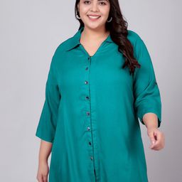 Indietoga Women Plus Size Longline Casual Shirt-6